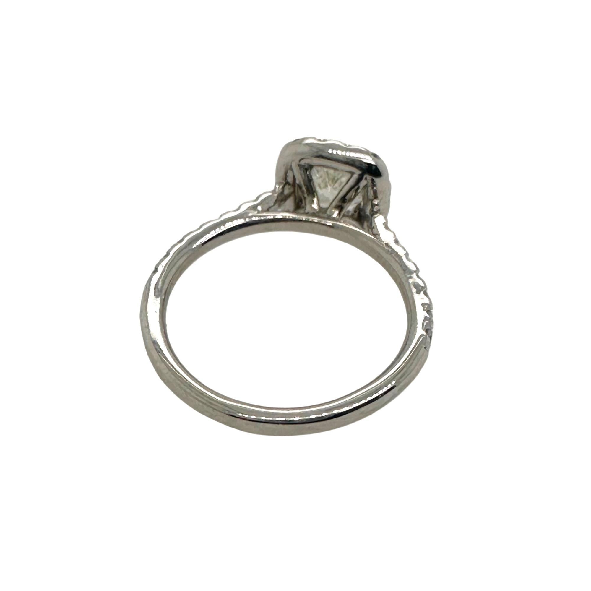 Cushion Cut Diamond 0.85 cts J SI1 Halo Engagement Ring EGL USA 14K White Gold For Sale 13