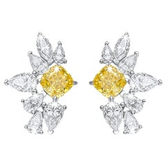 Cushion Cut Diamond 14K Gold Marquise Earrings