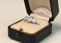 Cushion Cut Diamond ( Approx 1.60Carat) Three Stone Engagement Ring Platinum