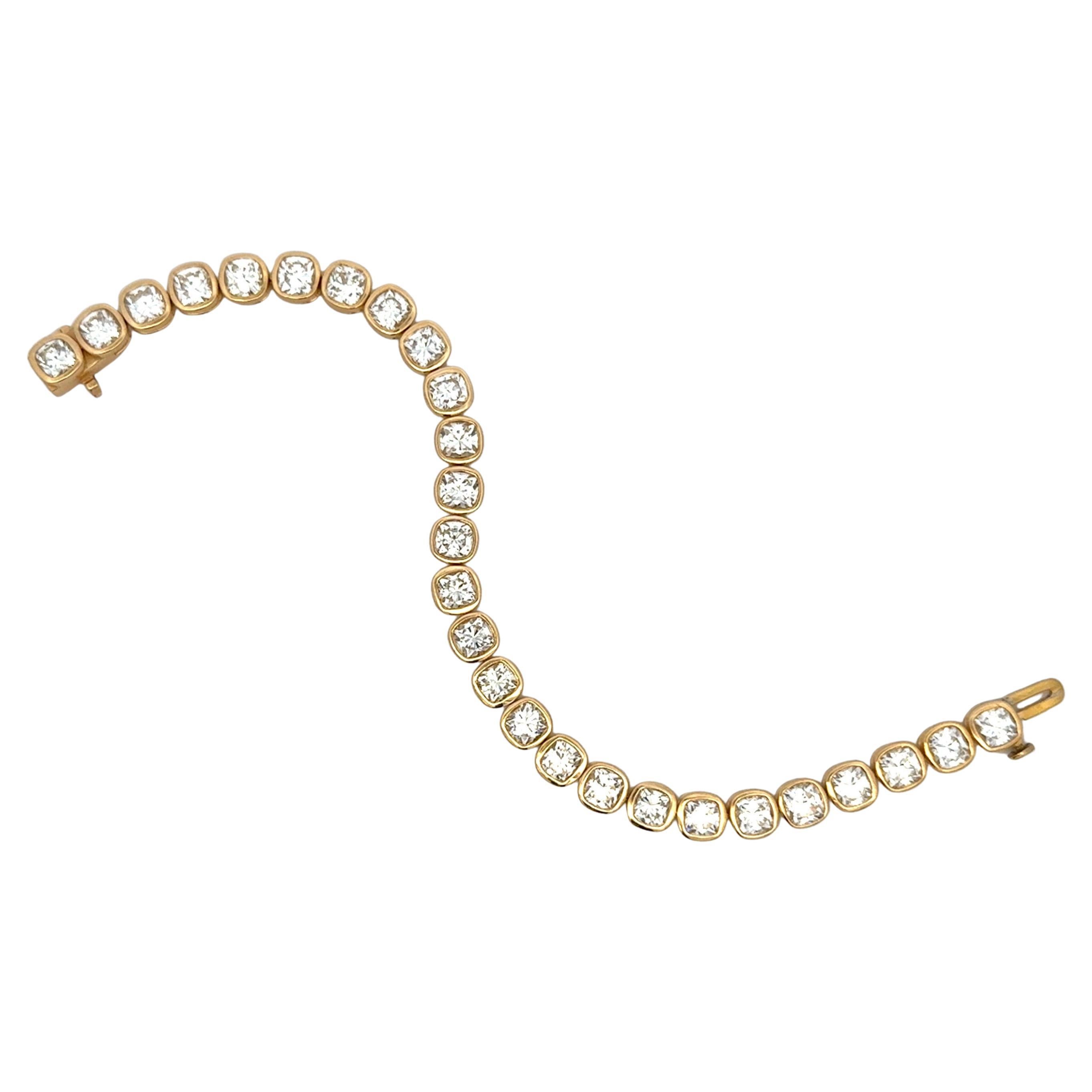 Tennisarmband mit Diamant-Lünette im Kissenschliff 14,18 Karat 18KT 0,52 Karat, Jedes F-G VS im Angebot 2
