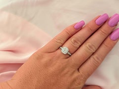 Cushion Cut Diamond Center Diamond Halo Engagement Ring 14k White Gold