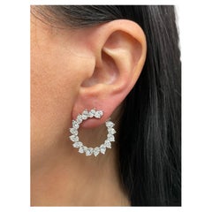 Cushion Cut Diamond Crescent Hoop Earrings 6.68 Carats 18 KT Average 0.20 CTS 