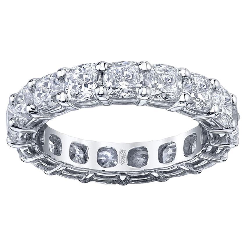 Cushion Cut Diamond Eternity Band in Platinum 5.89 Carats For Sale