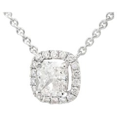 Cushion-Cut Diamond in 18K White Gold GIA Certified Pendant Necklace