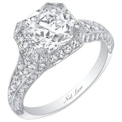 Neil Lane Couture Cushion Cut Diamond, Platinum Ring