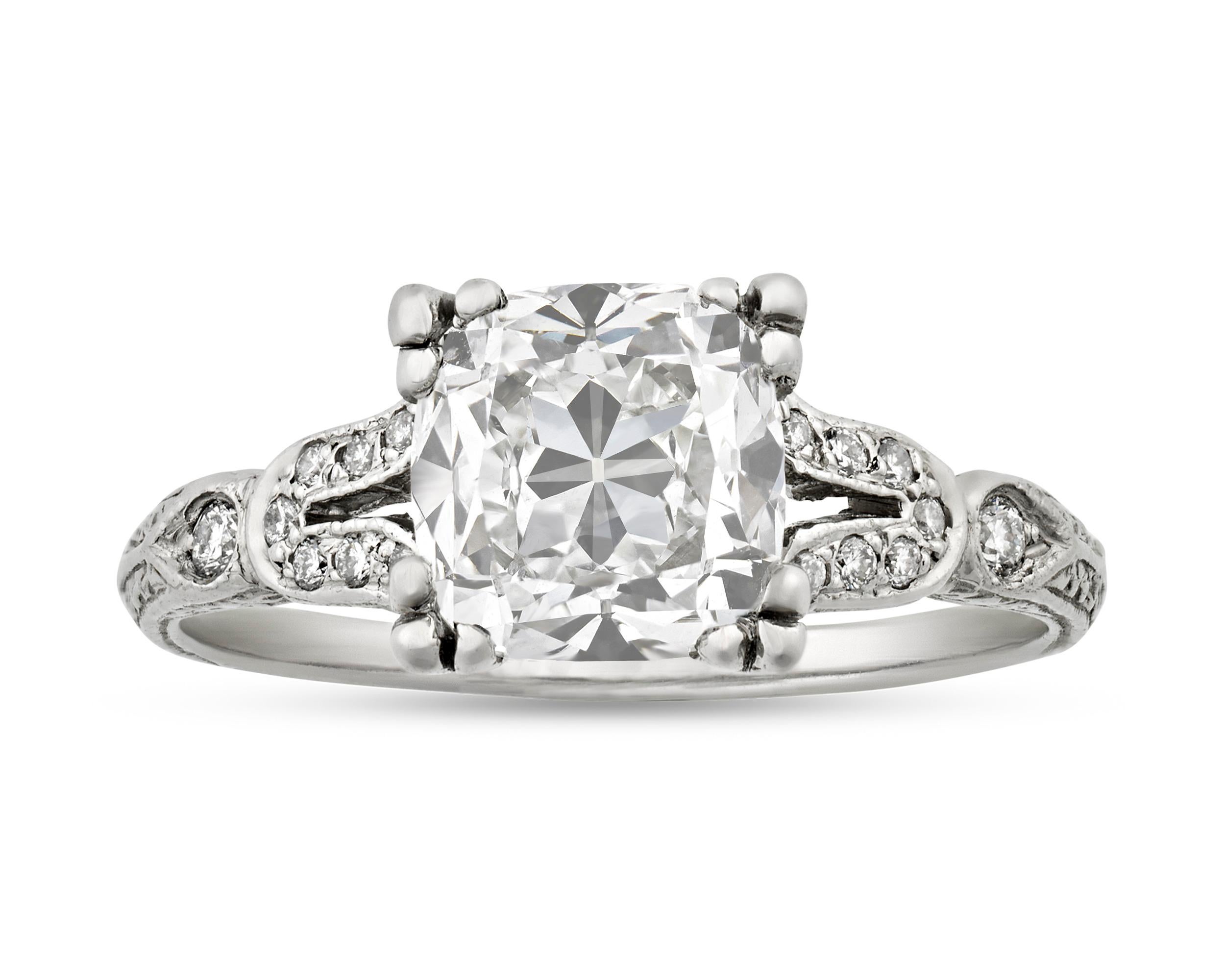 Cushion Cut Cushion-Cut Diamond Ring, 2.01 Carats