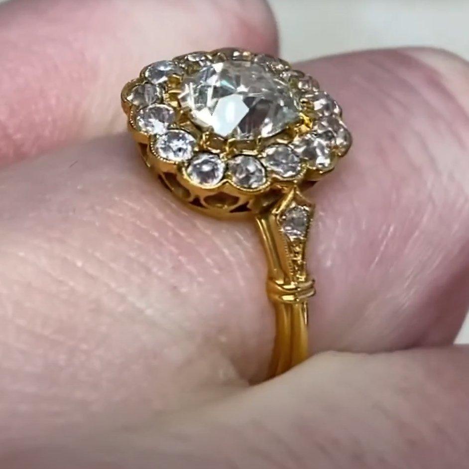 De las mujeres Anillo de diamantes talla cojín de oro, (aprox. 1,3 quilates) Diamante antiguo, oro amarillo en venta