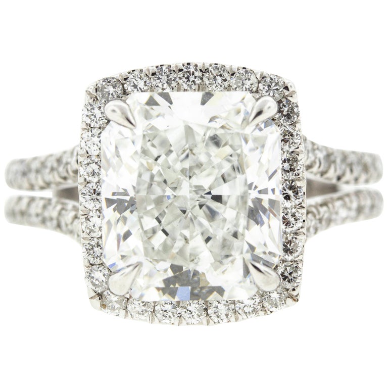 Cushion Cut Diamond Ring With Halo Gia Certified For Sale At 1stdibs