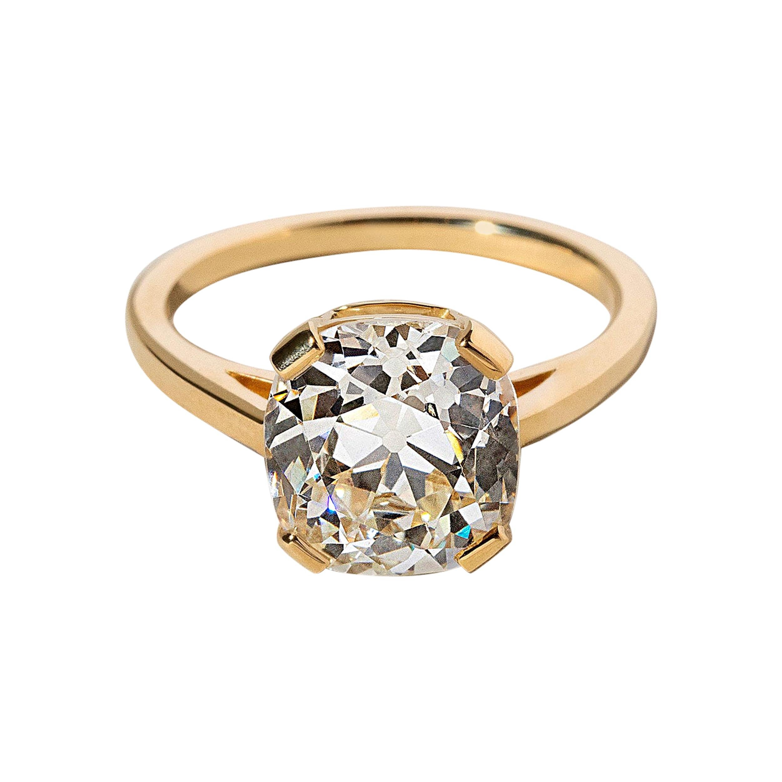 Cushion Cut Diamond Solitaire Ring For Sale