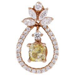 Cushion Cut Diamond Tear Drop Shape Pendant