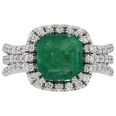 Cushion Cut Emerald and Diamond Ring Cushion Cut Emerald and Diamond Ring