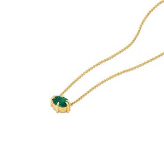 Cushion Cut Emerald Bold Icon Pendant in 18ct yellow gold