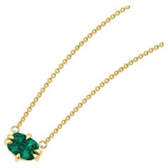 Cushion Cut Emerald Bold Icon Pendant in 18ct yellow gold