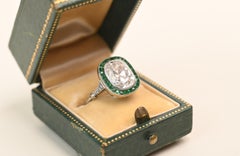 Cushion Cut Engagement Ring. GIA 4.30ct Diamond J I2 Emerald Halo Platinum Ring