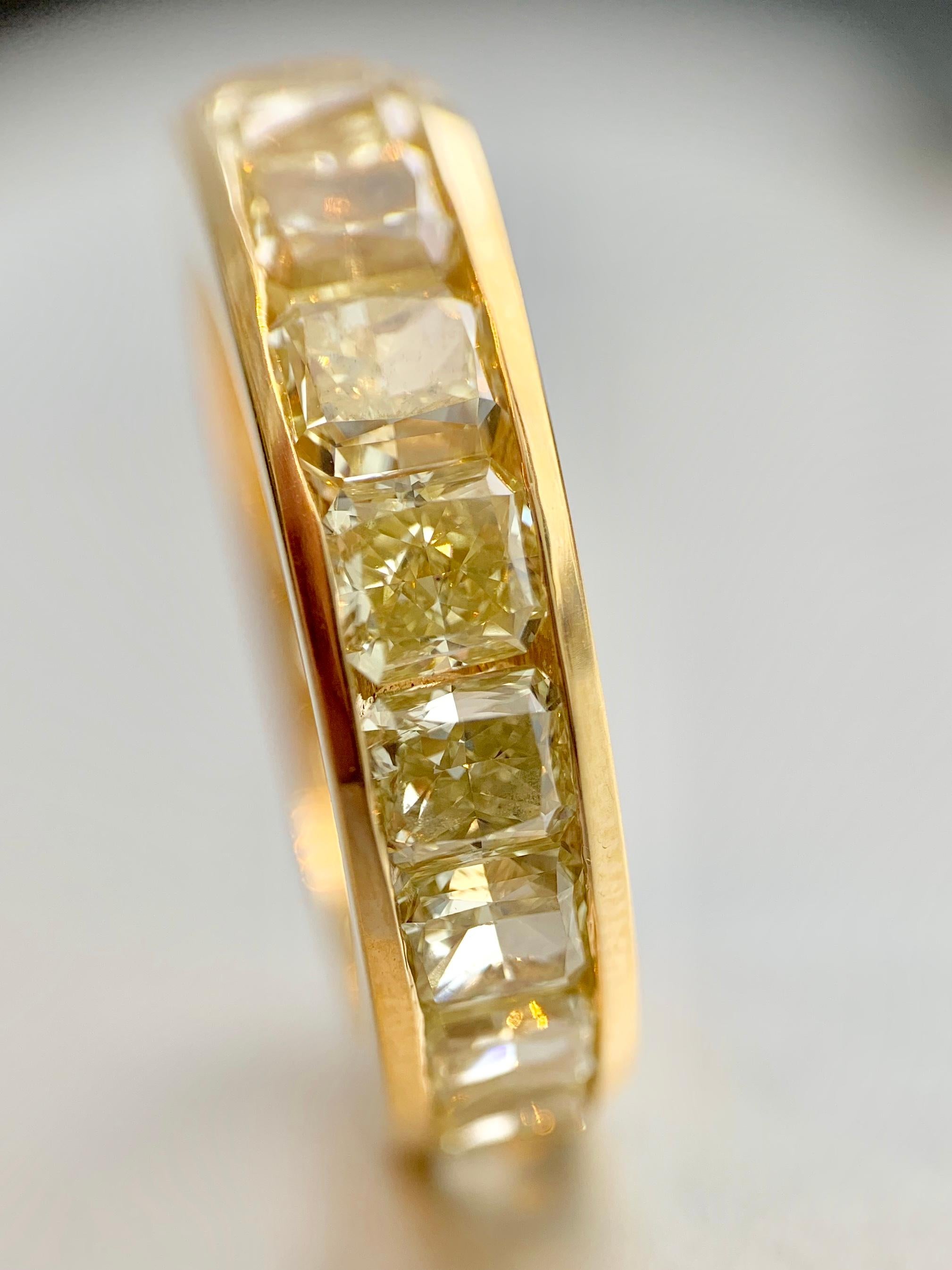 Cushion Cut Fancy Yellow Diamond Eternity Band 4