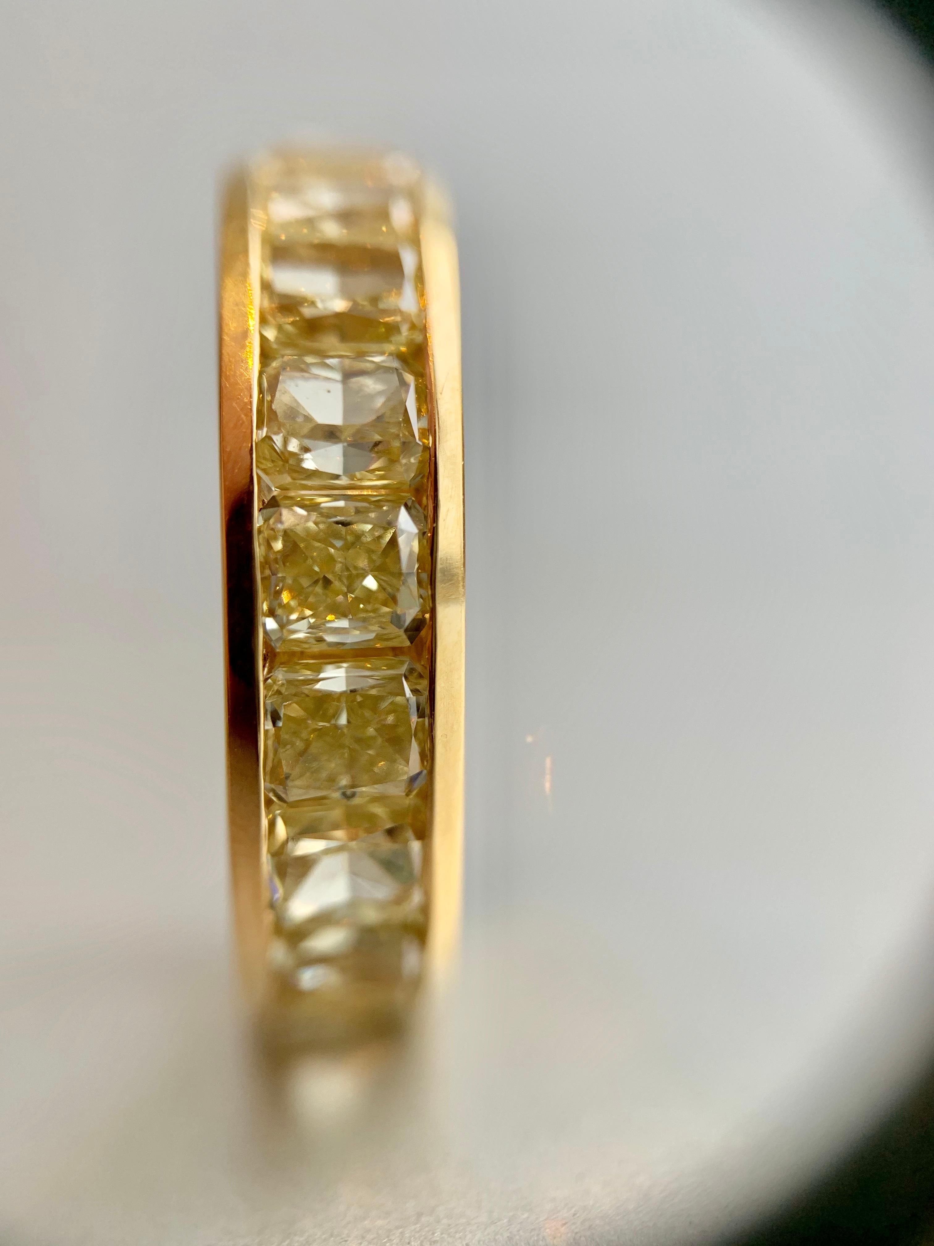 Cushion Cut Fancy Yellow Diamond Eternity Band 3