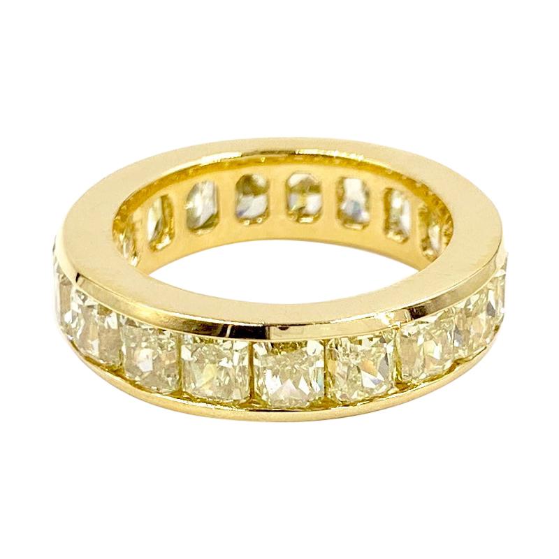 Cushion Cut Fancy Yellow Diamond Eternity Band