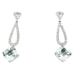 Ohrringe aus 18 Karat Gold mit Prasiolith und Diamanten im Kissenschliff