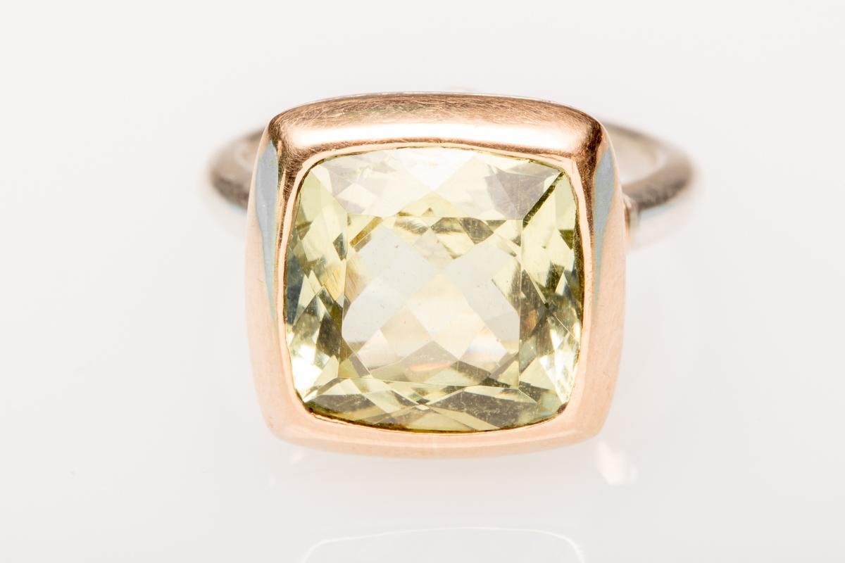 Green Aquamarine in 18 Karat Gold and Sterling Silver Cocktail Ring In Excellent Condition In Nantucket, MA