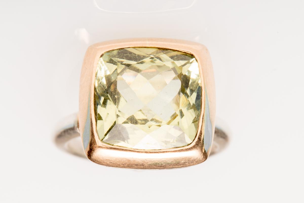 Green Aquamarine in 18 Karat Gold and Sterling Silver Cocktail Ring 1