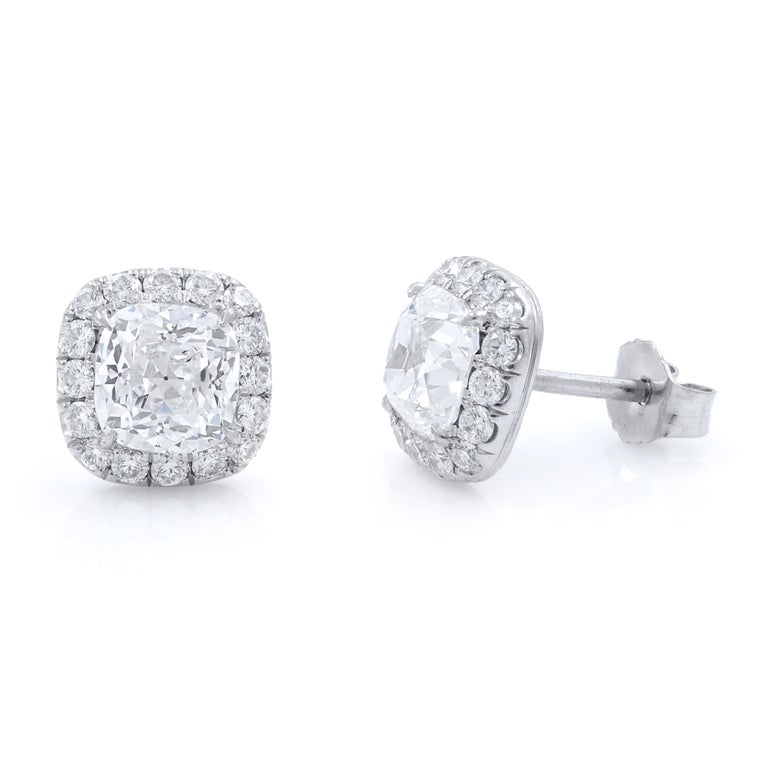 Cushion Cut Halo Set Gia Certified Diamond Stud Earrings 2 45