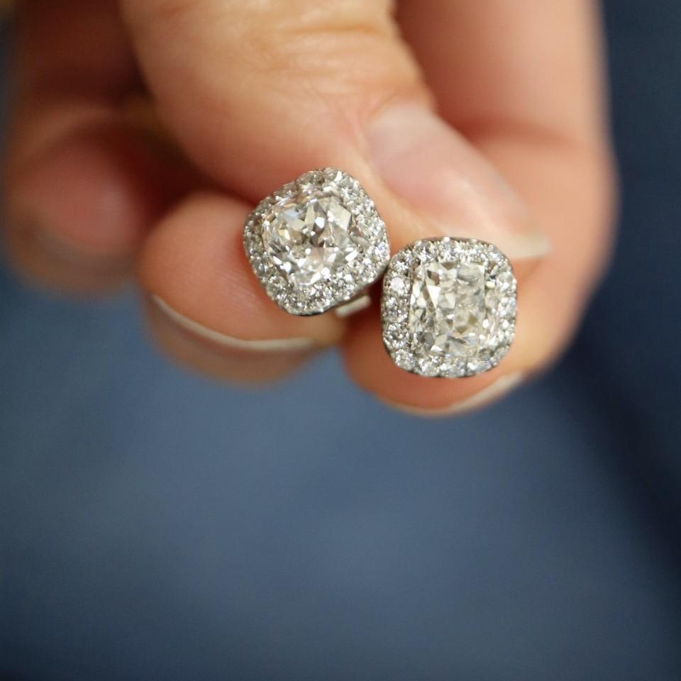 cushion cut diamond studs