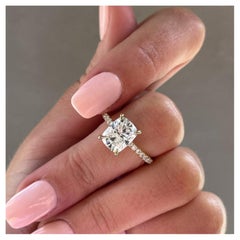 Cushion Cut Moissanite Engagement Ring 925 Sterling Silver Solitaire Ring Gift.