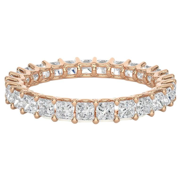 For Sale:  Cushion Moissanite Eternity Band Gift for Mom Ring in Rose Gold Plated Silver 2