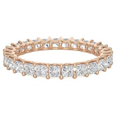 Cushion Moissanite Eternity Band Gift for Her Ring in Rose Gold Plated Silver