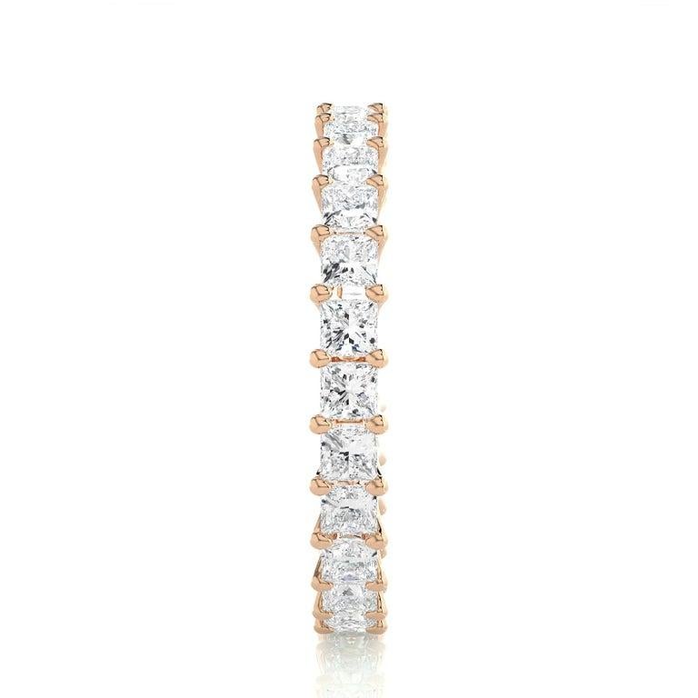 For Sale:  Cushion Moissanite Eternity Band Gift for Mom Ring in Rose Gold Plated Silver 5