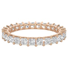 Cushion Cut Moissanite Eternity Band Ring in Rose Gold Plated Sterling Silver