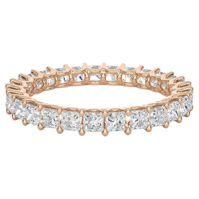 For Sale:  Cushion Moissanite Eternity Band Gift for Mom Ring in Rose Gold Plated Silver