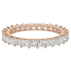 Cushion Moissanite Eternity Band Gift for Mom Ring in Rose Gold Plated Silver