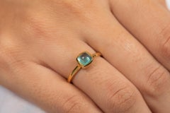 Cushion Cut Natural Aquamarine Gemstone Ring in 14K Yellow Gold