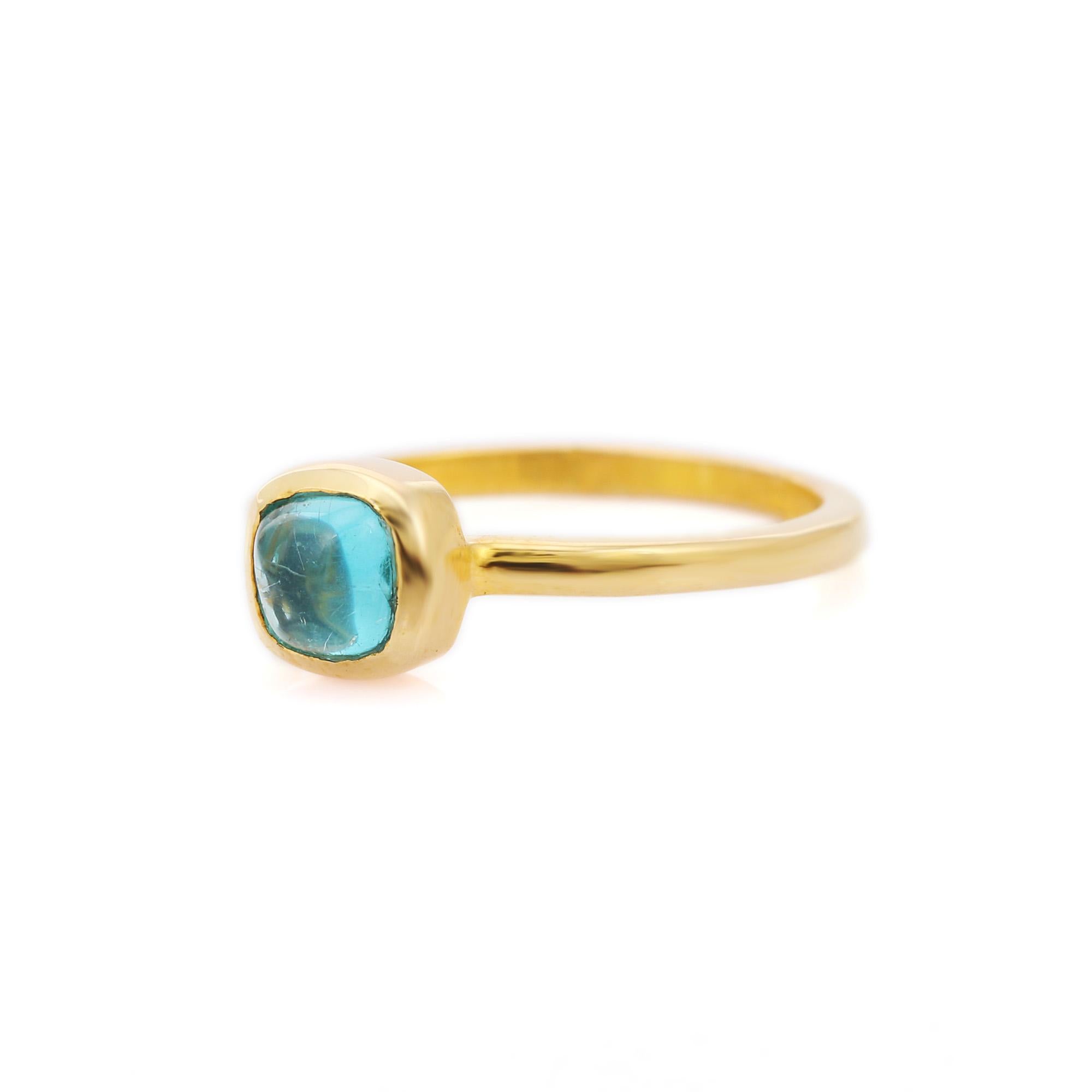 For Sale:  Cushion Cut Natural Aquamarine Gemstone Ring in 14K Yellow Gold 3