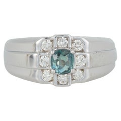Cushion Cut Natural Color Change Alexandrite Diamond Unisex Ring 14 Karat Gold