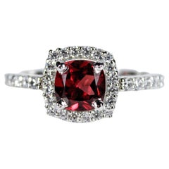 Cushion Cut Natural Garnet Ring