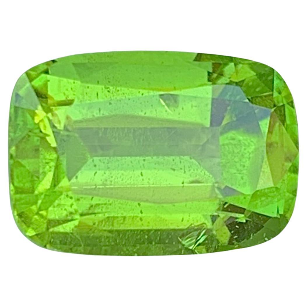 Cushion Cut Peridot Gemstone: Natural August Birthstone, Pakistan (4.44 carats) For Sale