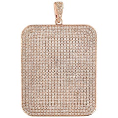 Ciondolo in oro rosa con diamanti taglio cuscino e pavé in oro rosa 14 carati