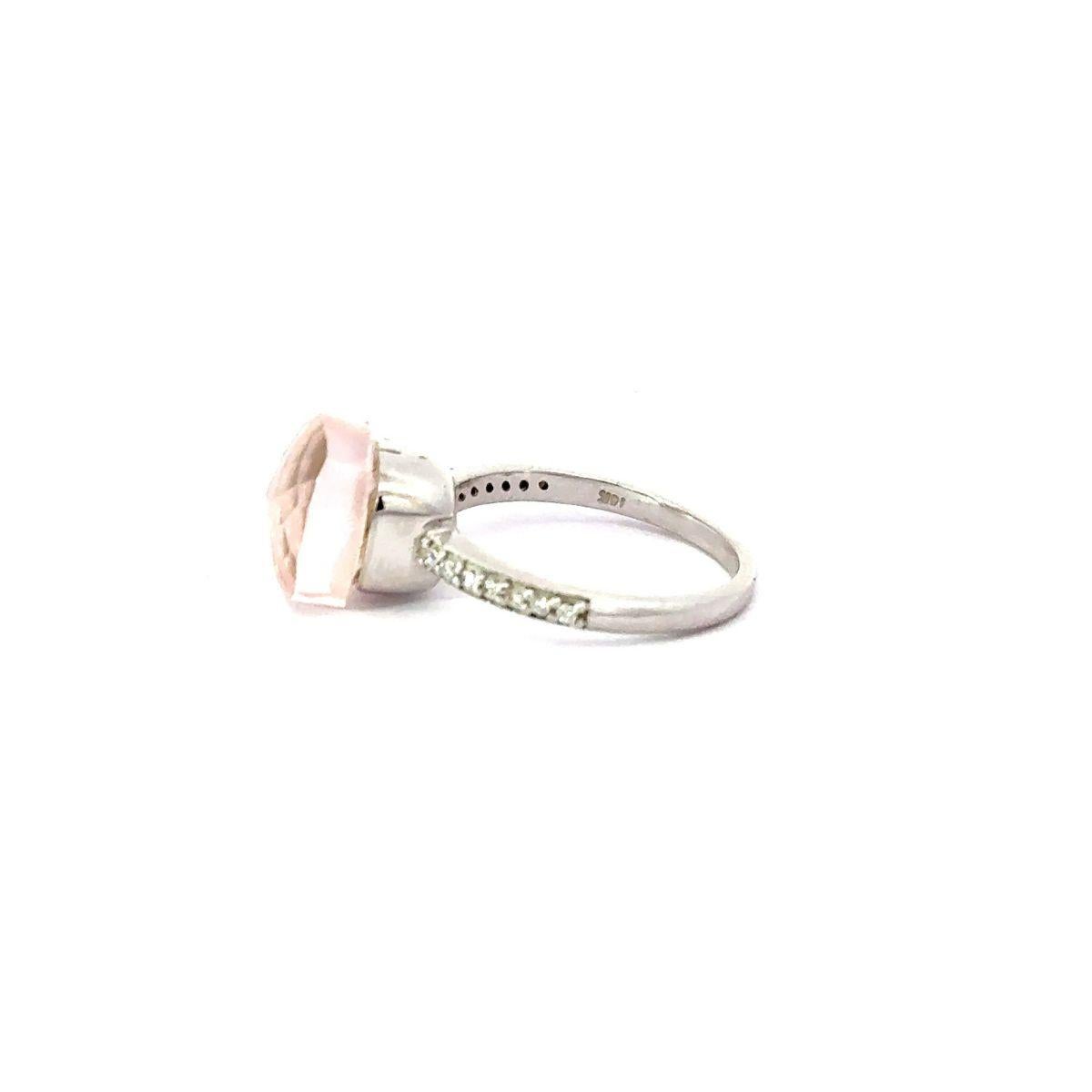 in vendita:  Anello con quarzo rosa tagliato a cuscino e zirconi Single Stone per la mamma in argento 925 3