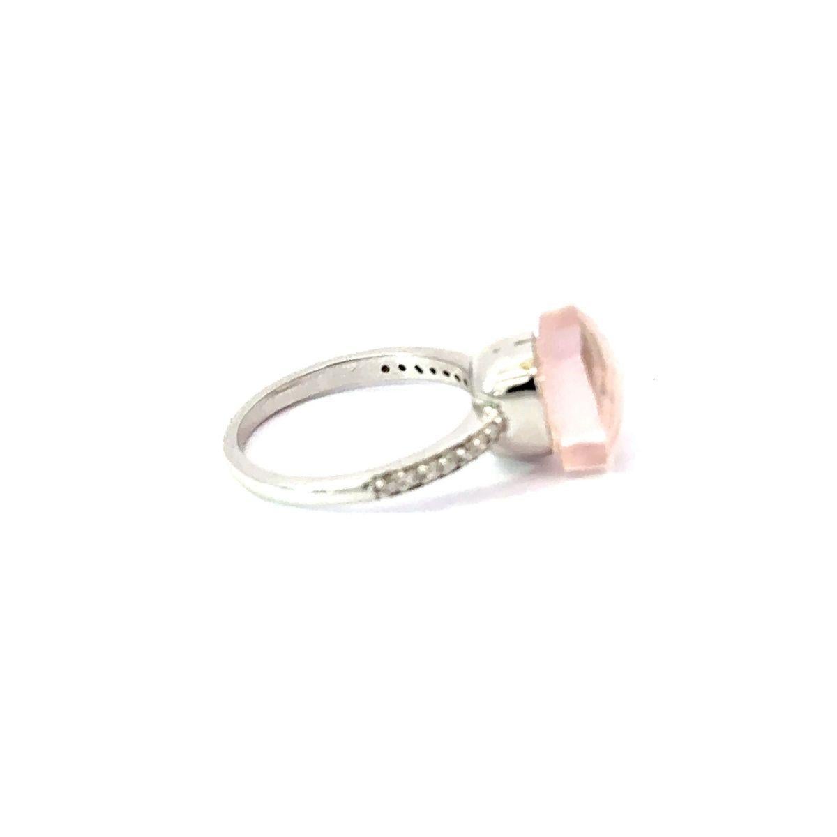 in vendita:  Anello con quarzo rosa tagliato a cuscino e zirconi Single Stone per la mamma in argento 925 7