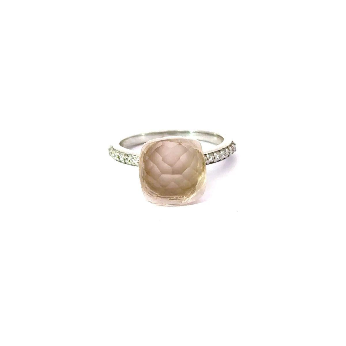 in vendita:  Anello con quarzo rosa tagliato a cuscino e zirconi Single Stone per la mamma in argento 925 9