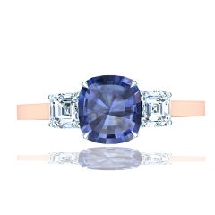 Cushion Cut Sapphire and Diamond Ring