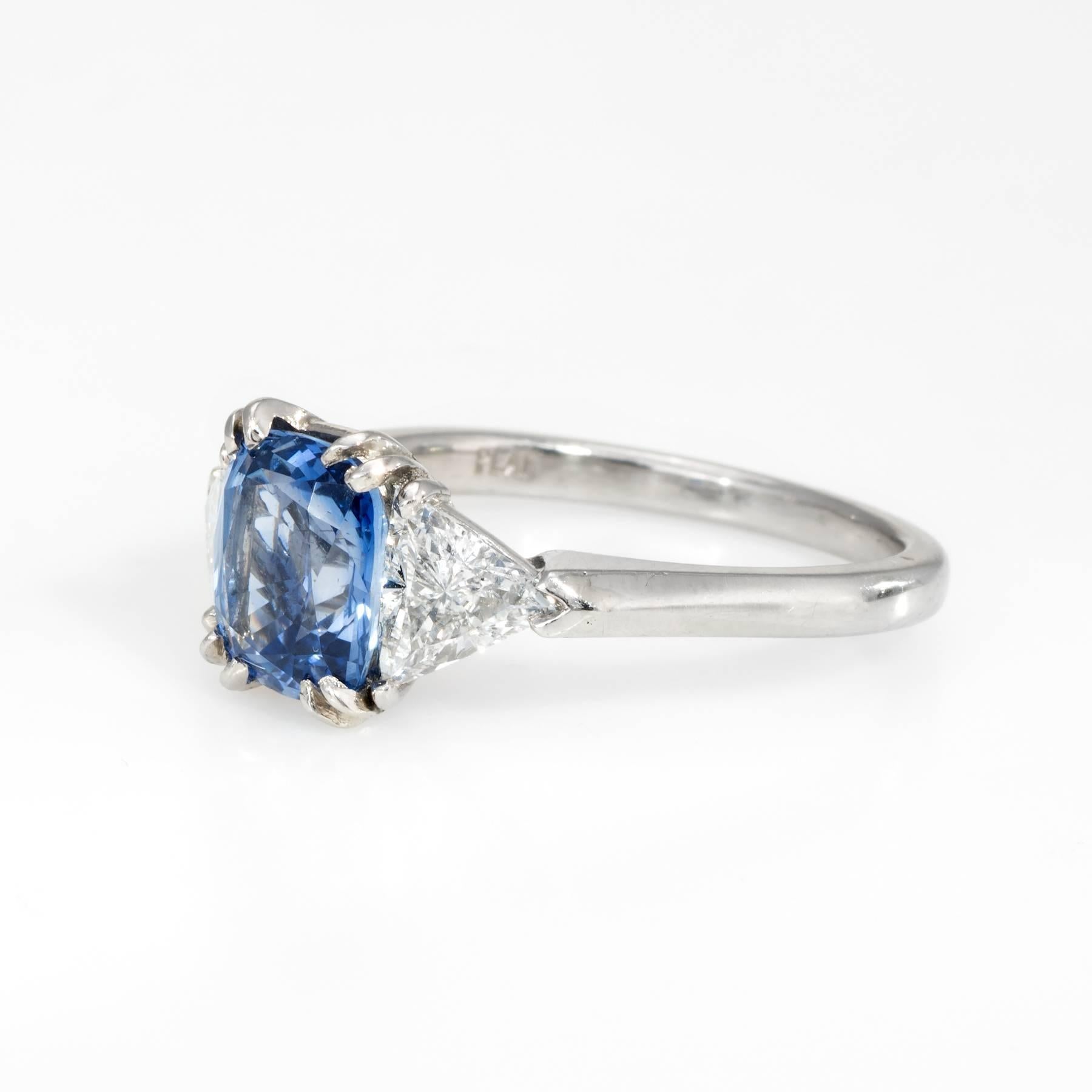 Cushion Cut Sapphire Diamond Engagement Ring Platinum Vintage Jewelry In Excellent Condition In Torrance, CA