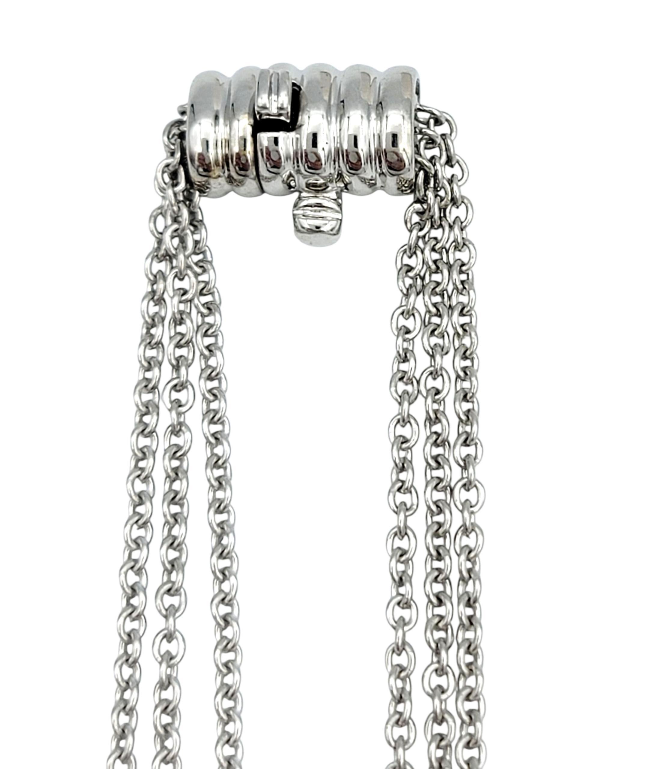 Collier multi-brins en or blanc 18 carats avec halo de tanzanites et de diamants taillés en coussins Excellent état - En vente à Scottsdale, AZ