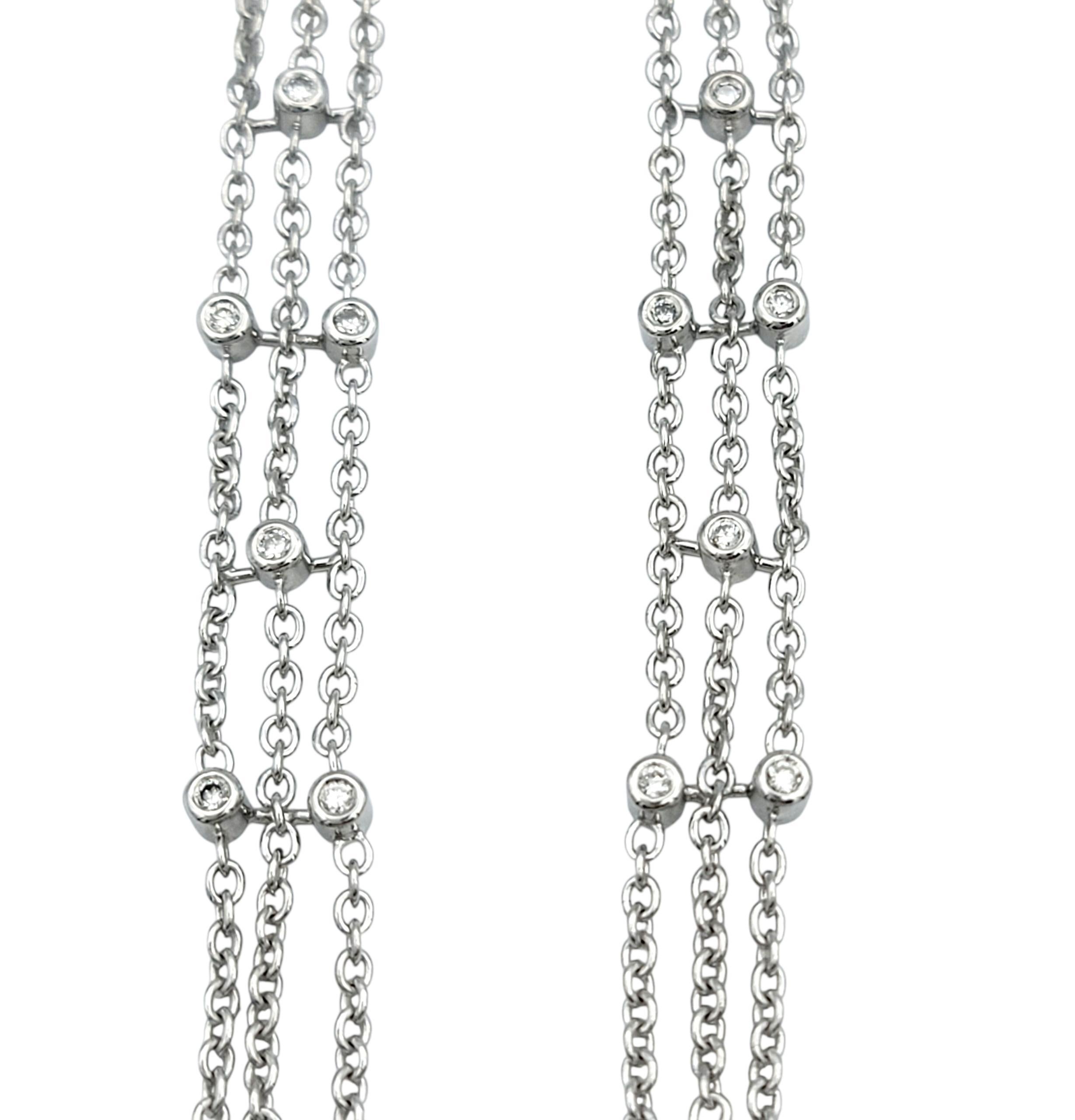 Collier multi-brins en or blanc 18 carats avec halo de tanzanites et de diamants taillés en coussins Pour femmes en vente