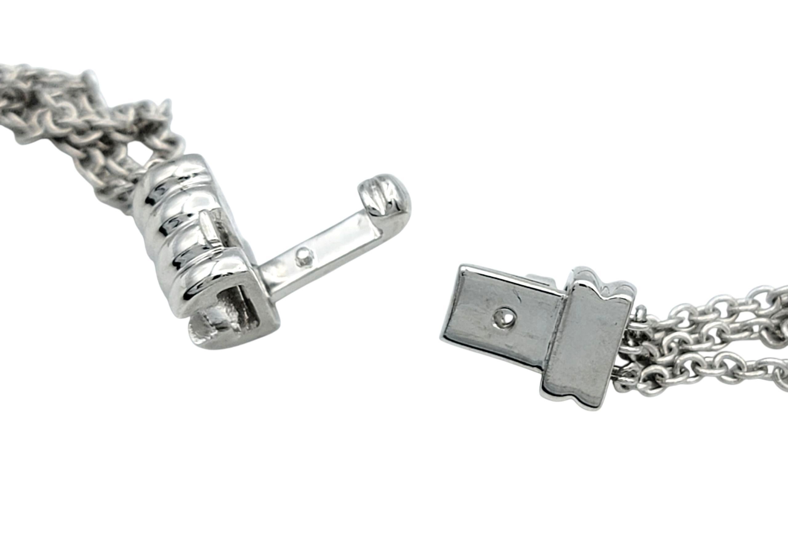 Collier multi-brins en or blanc 18 carats avec halo de tanzanites et de diamants taillés en coussins en vente 2