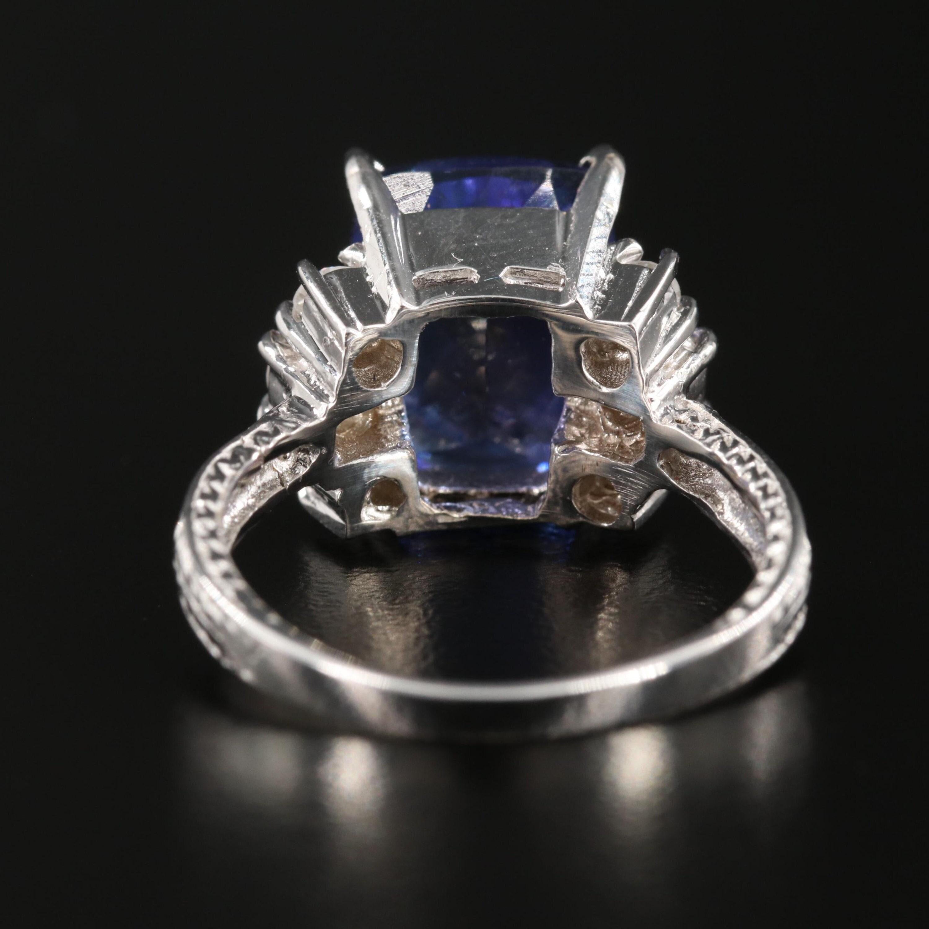 For Sale:  Cushion Cut Tanzanite Engagement Ring, Art Deco Antique Tanzanite Wedding Ring 4