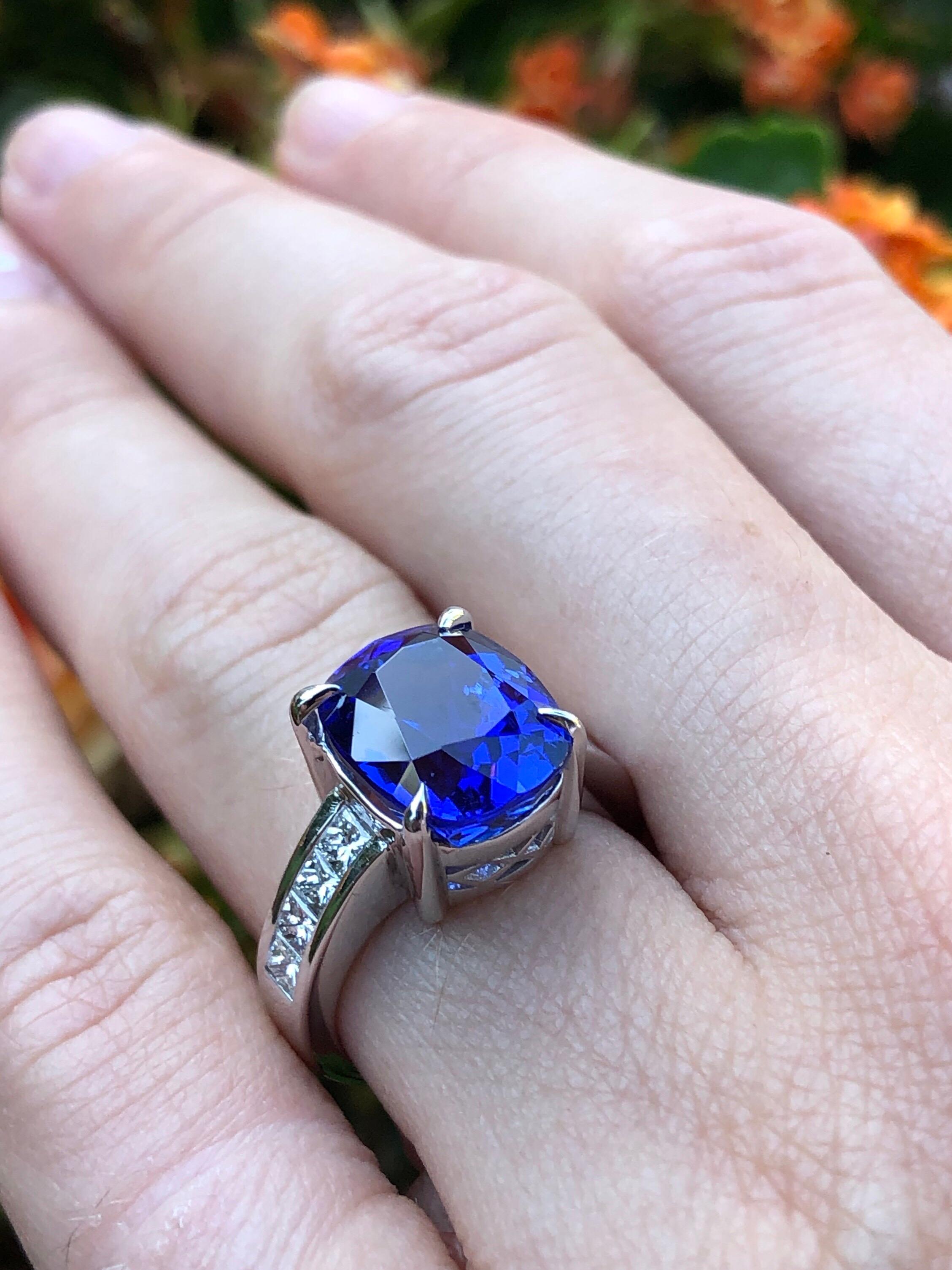 cushion cut tanzanite engagement rings