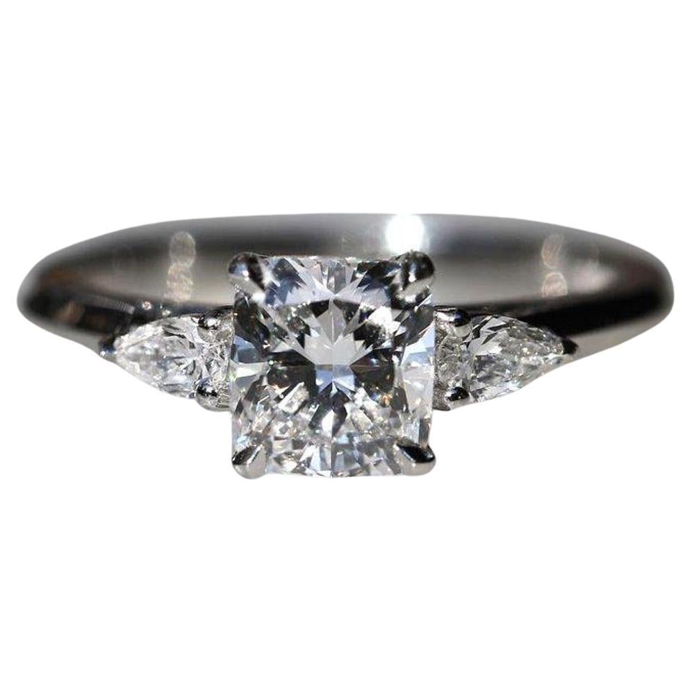 Cushion Cut Three Stone Moissanite Ring 925 Sterling Silver Engagement Ring Gift For Sale